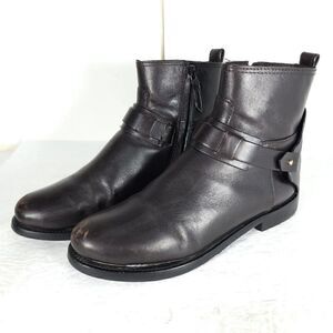 Tory Burch Women's Derby US 6M Brown Leather Flat Ankl Chelsea Bootie Boots